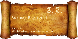 Baksay Reginald névjegykártya
